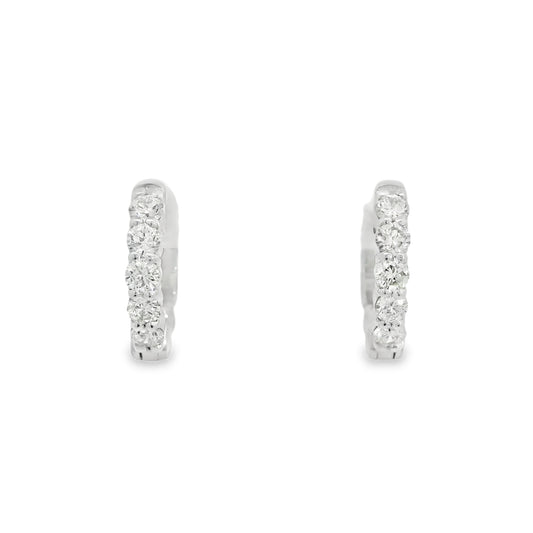 14K White Gold Diamond Hoop Earrings