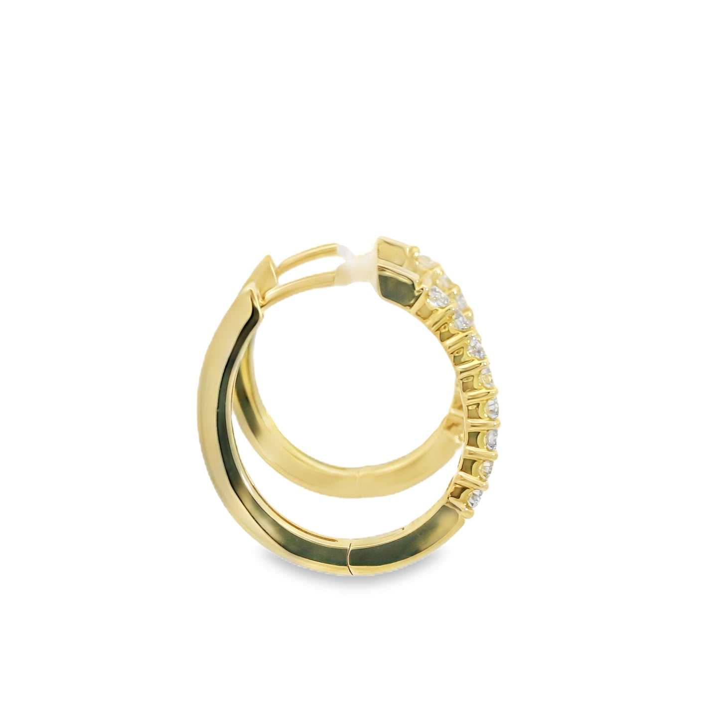 14K Yellow Gold Hinged Diamond Hoop Earrings