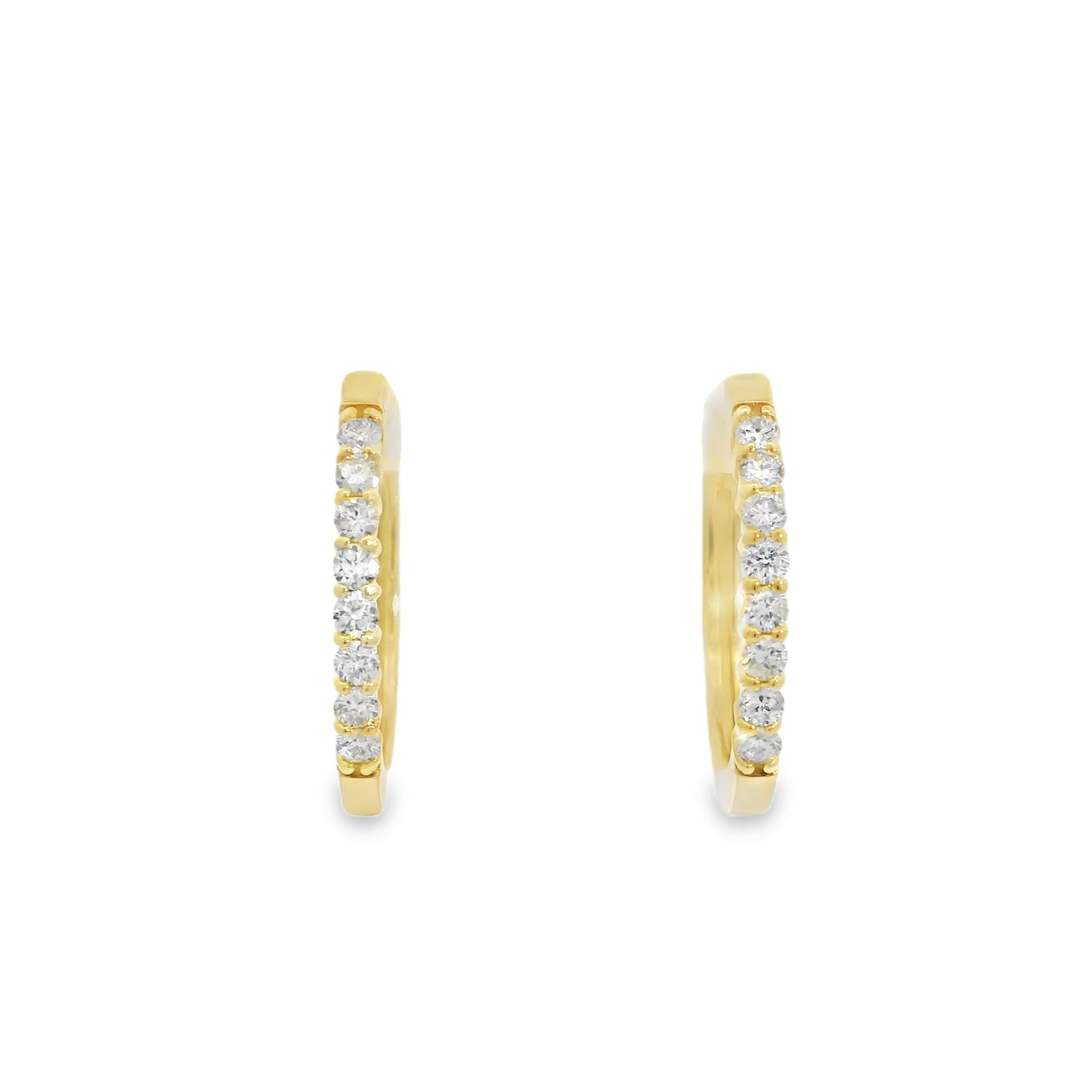 14K Yellow Gold Hinged Diamond Hoop Earrings