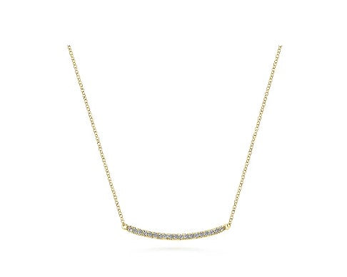 14K Rose Gold Diamond Pave Curved Bar Necklace