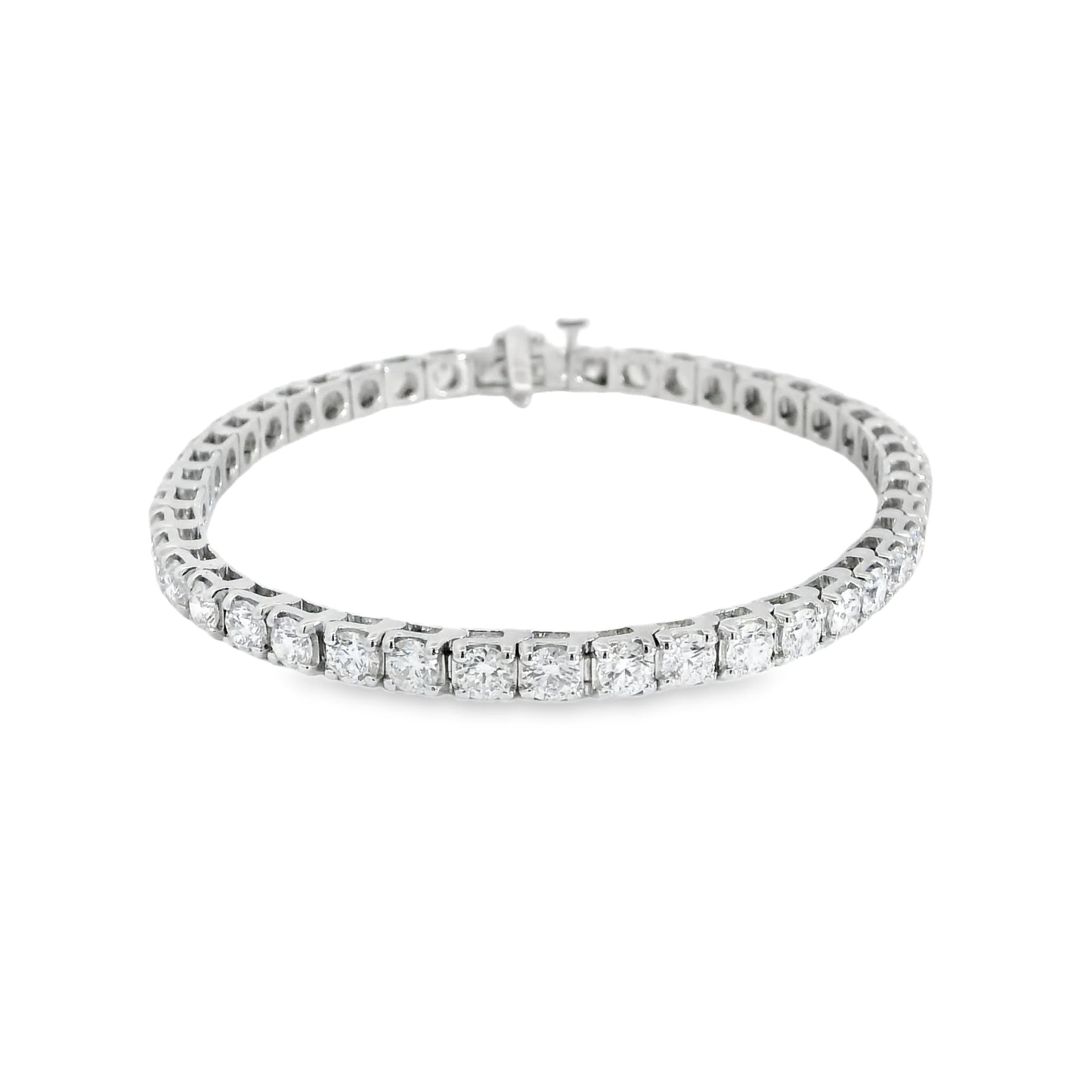 14K White Gold 7.03 Carat Natural Diamond Tennis Bracelet