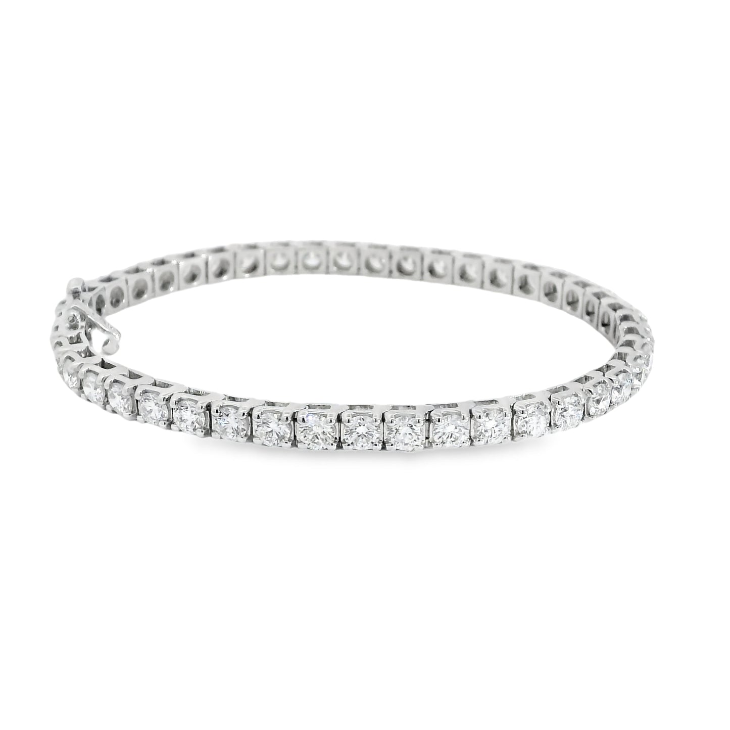 14K White Gold 7.03 Carat Natural Diamond Tennis Bracelet