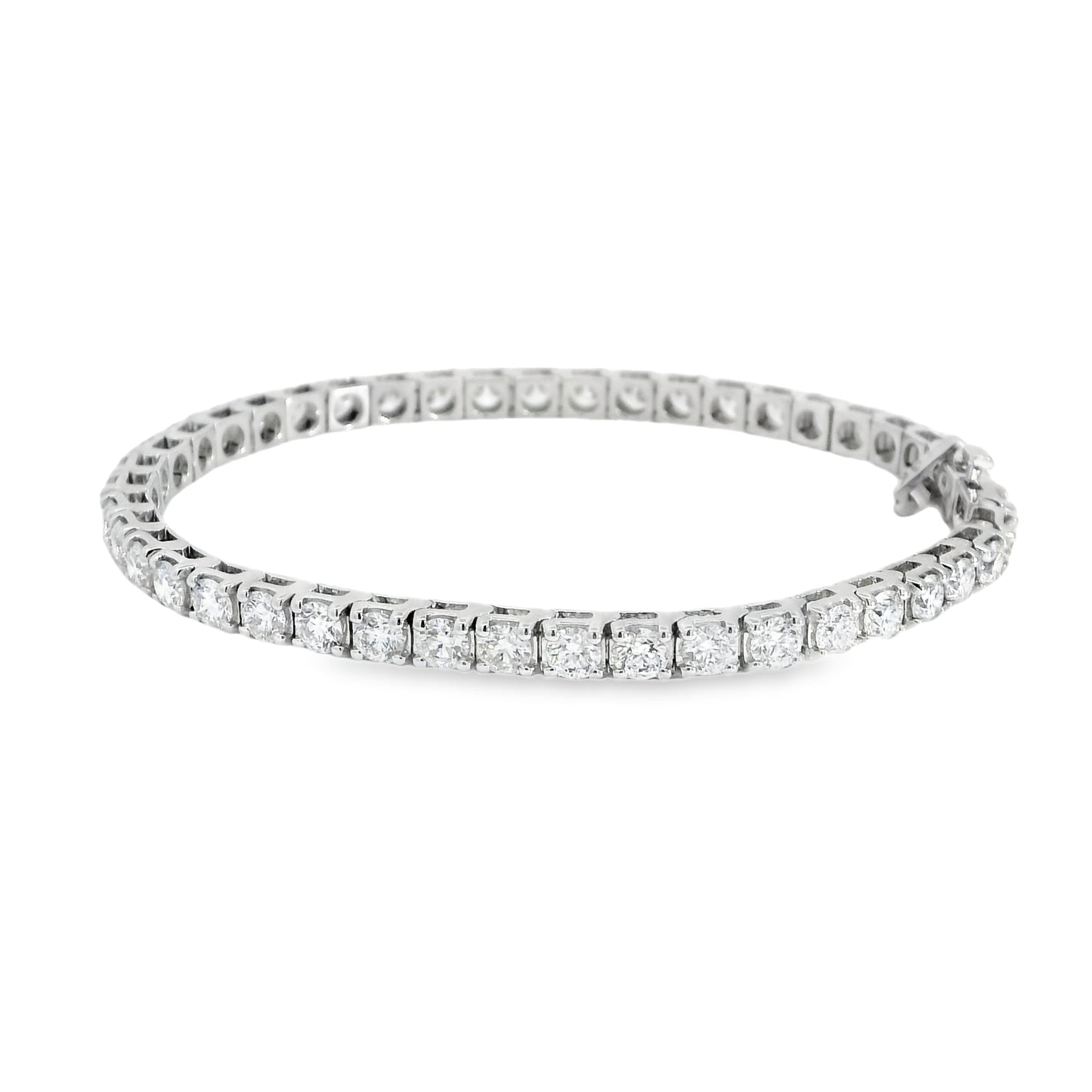 14K White Gold 7.03 Carat Natural Diamond Tennis Bracelet