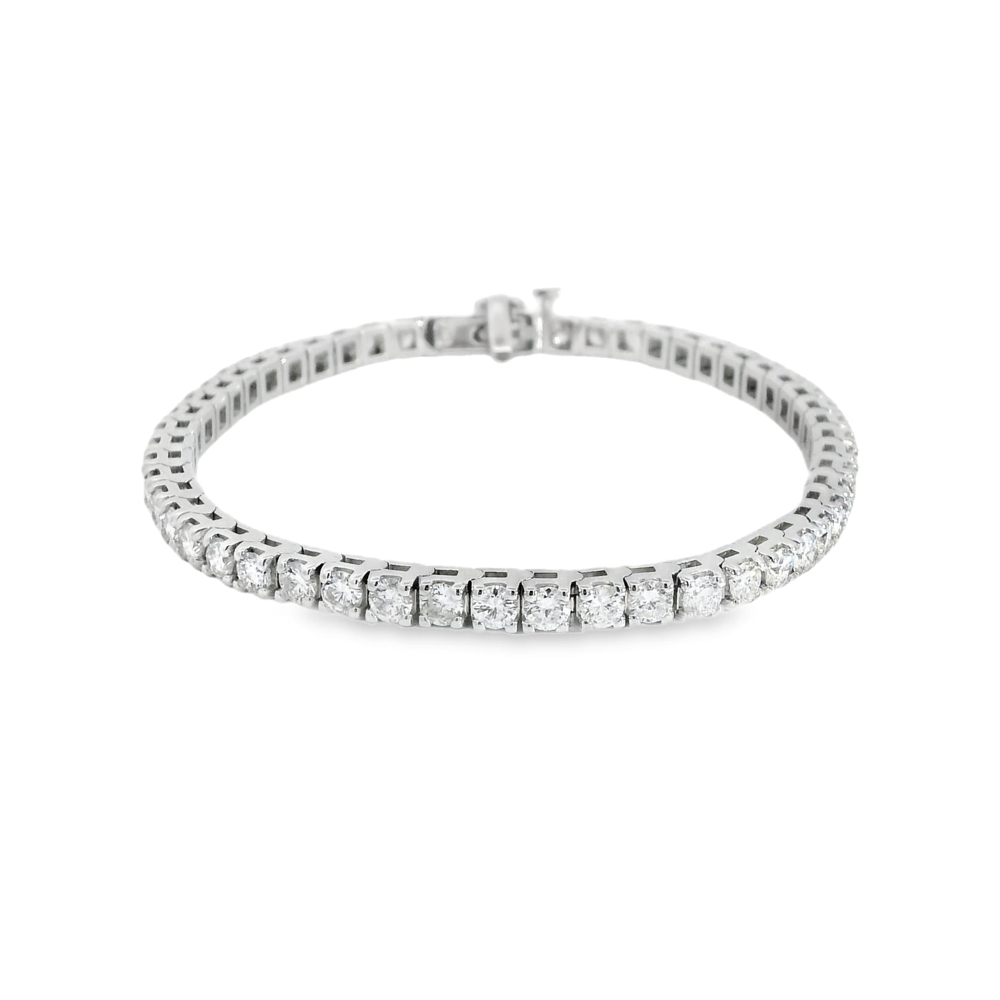 14K White Gold 5.74 Carat Natural Diamond Tennis Bracelet