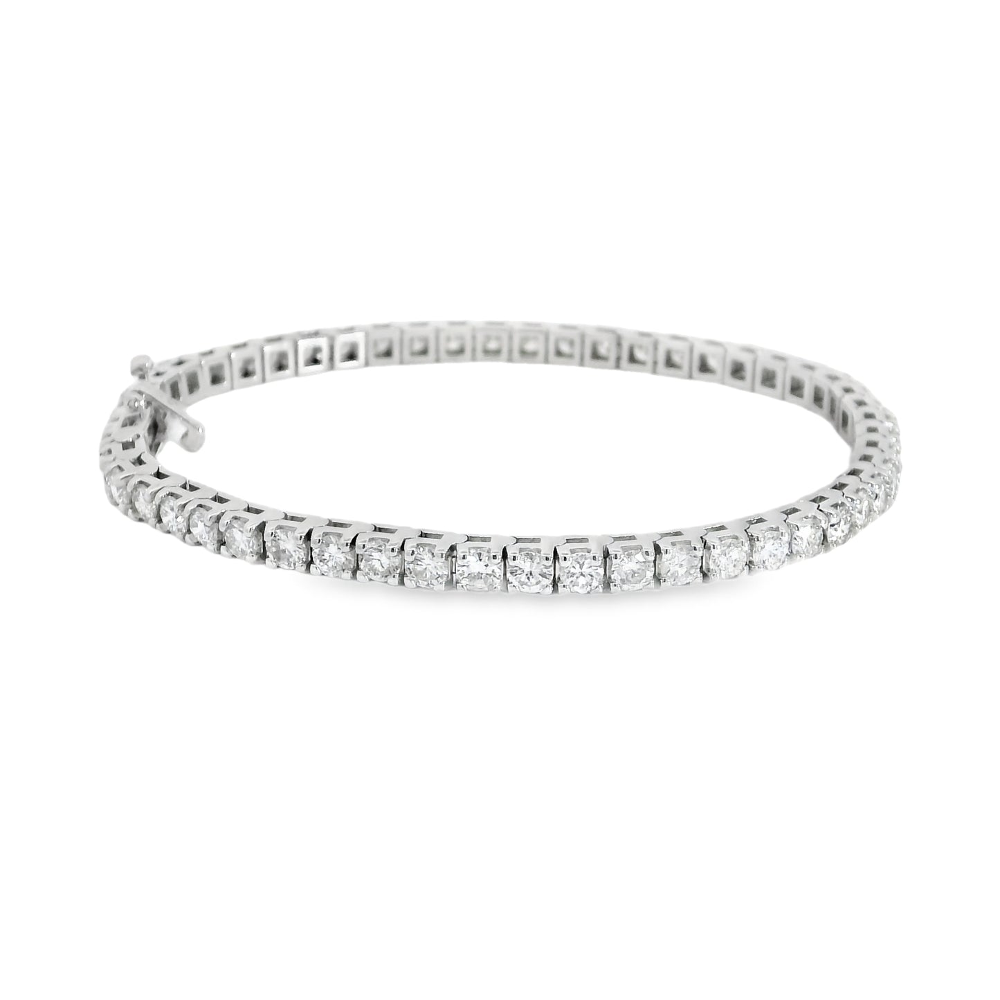 14K White Gold 5.74 Carat Natural Diamond Tennis Bracelet