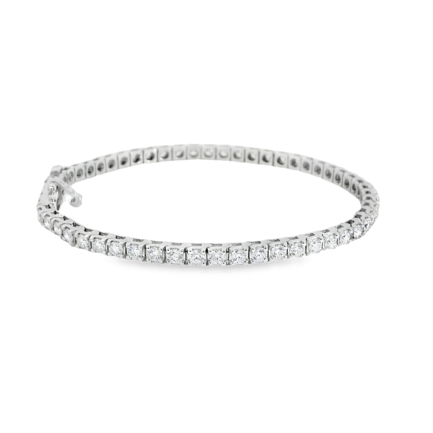 14K White Gold 3.34 Carat Natural Diamond Tennis Bracelet