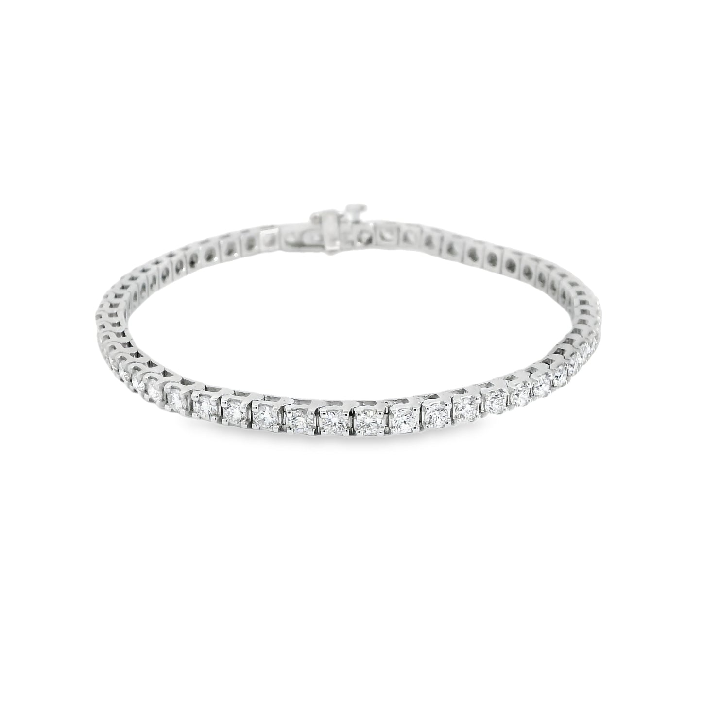 14K White Gold 3.34 Carat Natural Diamond Tennis Bracelet