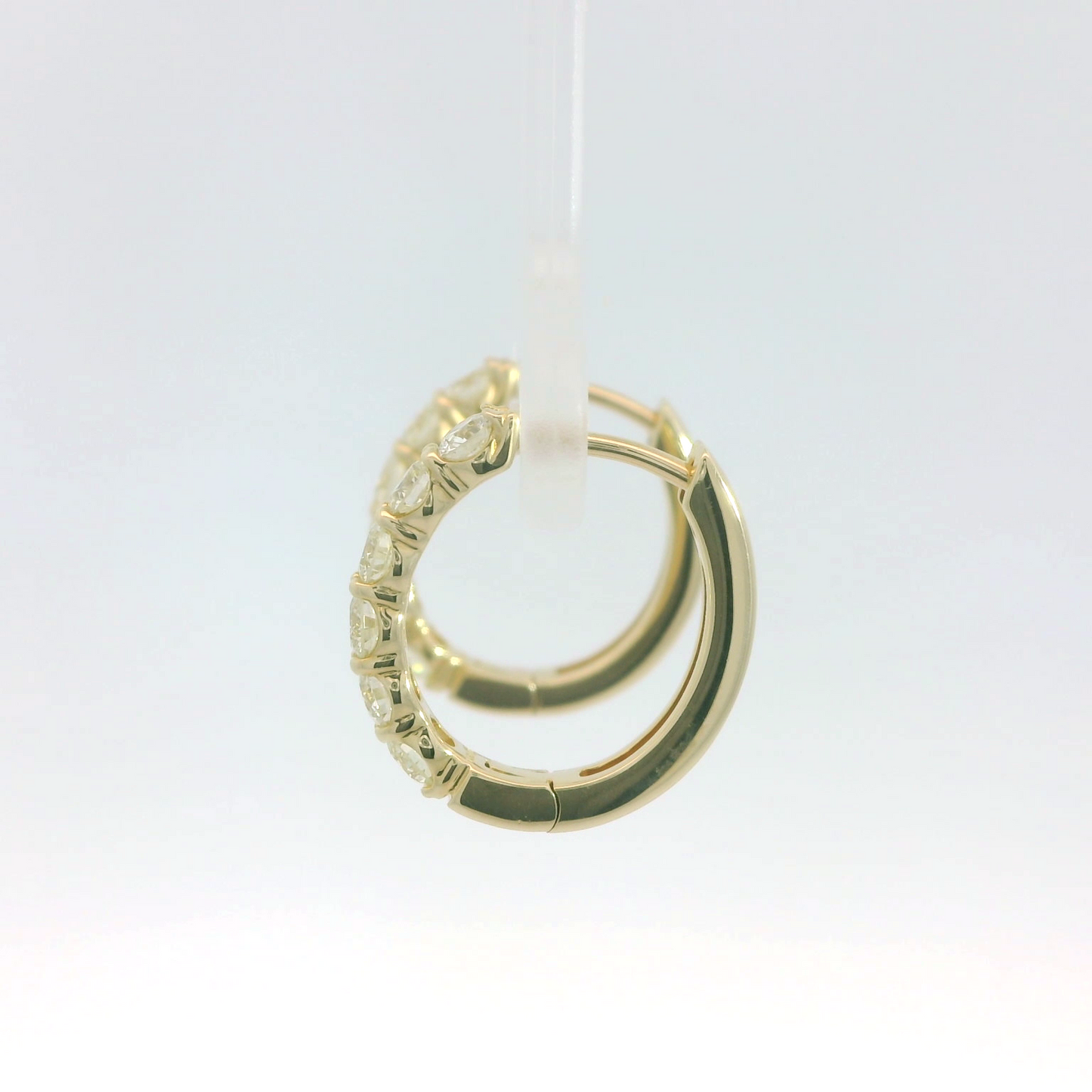 14K Yellow Gold Diamond Hinged Hoop Earrings