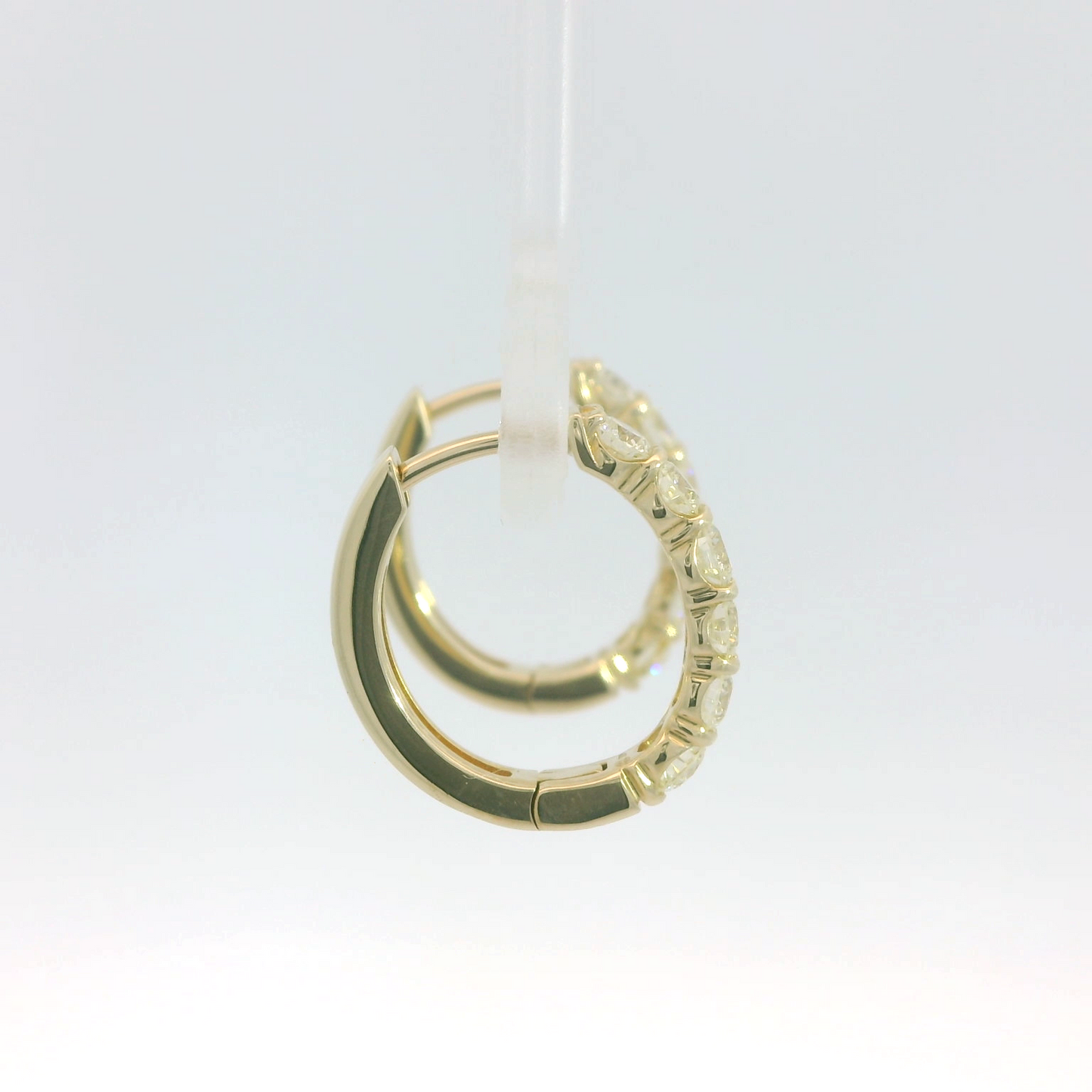 14K Yellow Gold Diamond Hinged Hoop Earrings