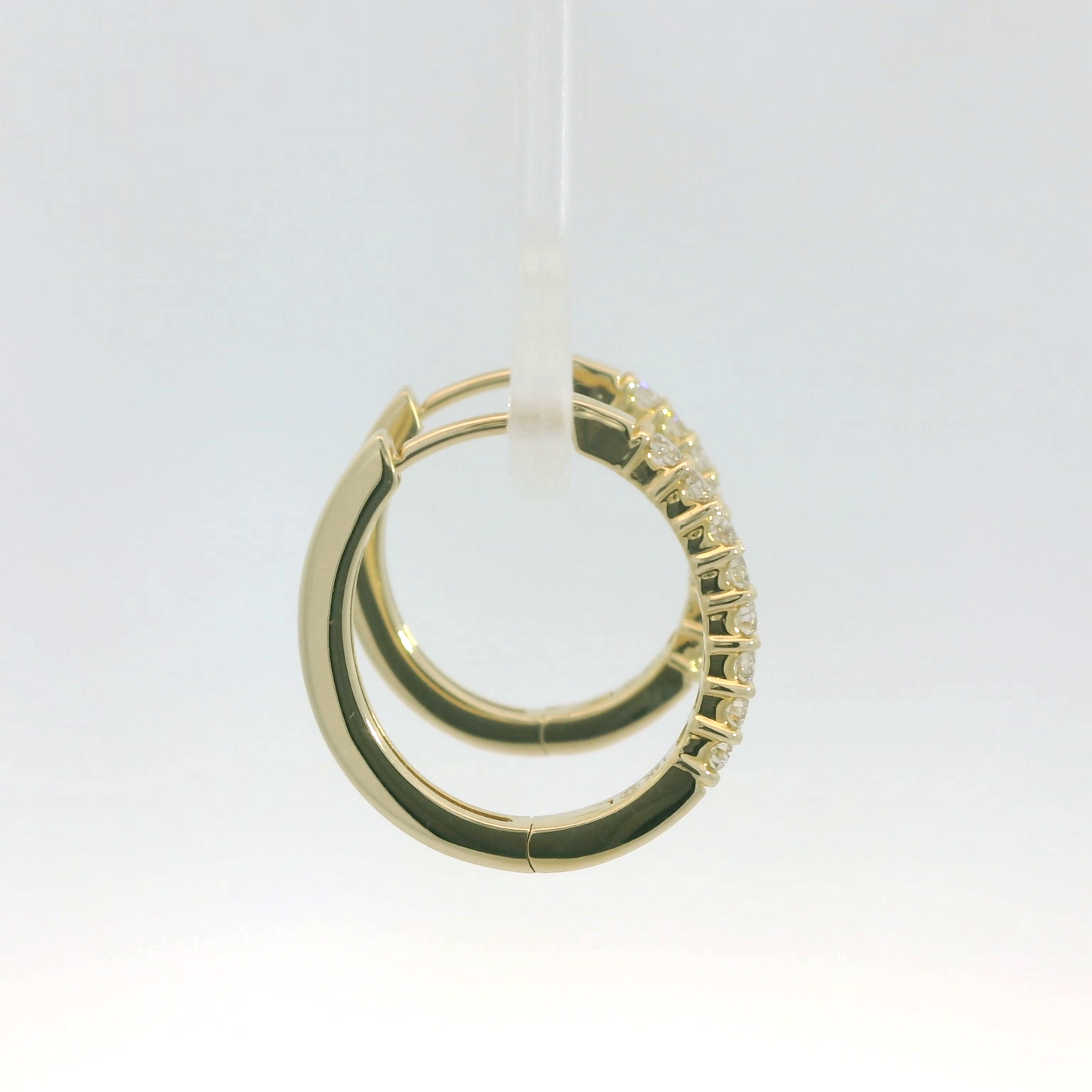 14K Yellow Gold Hinged Diamond Hoop Earrings