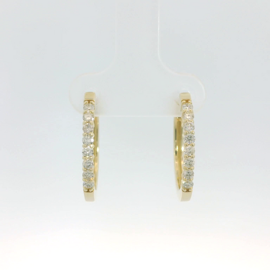 14K Yellow Gold Hinged Diamond Hoop Earrings