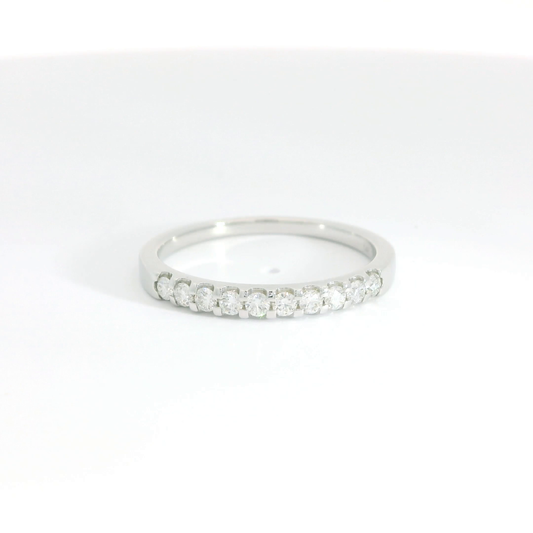 14K White Gold Shared Prong Diamond Band