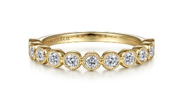 14K Yellow Gold Diamond Stackable Ring