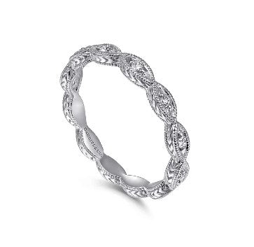 14K White Gold Diamond Bujukan Marquise Station Ring