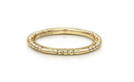 14K Yellow Gold Ball and Bar Station Stackable Ring