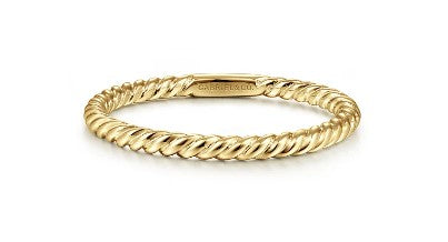 14K Yellow Gold Twisted Rope Stackable Ring