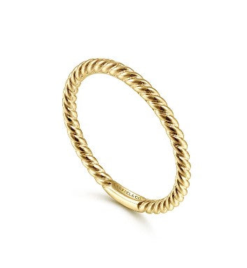 14K Yellow Gold Twisted Rope Stackable Ring