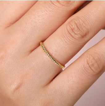 14K Yellow Gold Twisted Rope Stackable Ring