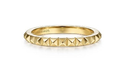 14K Yellow Gold Pyramid Stackable Band