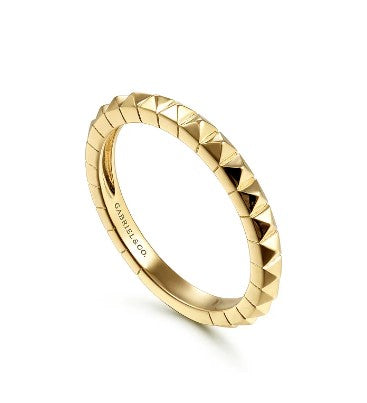 14K Yellow Gold Pyramid Stackable Band