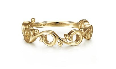 14K Yellow Gold Swirling Stackable Ring