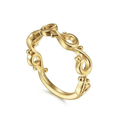 14K Yellow Gold Swirling Stackable Ring