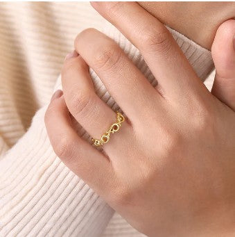 14K Yellow Gold Swirling Stackable Ring