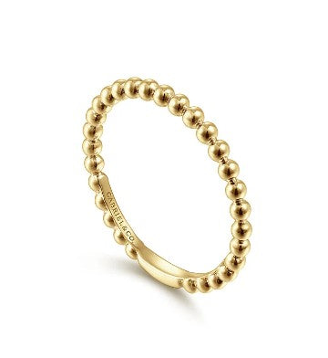 14K Yellow Gold Bujukan Beaded Stackable Ring