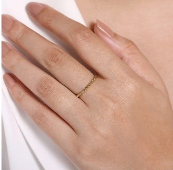 14K Yellow Gold Bujukan Beaded Stackable Ring