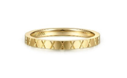 14K Yellow Gold X Pattern Stackable Ring