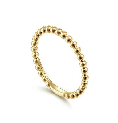 14K Yellow Gold Bujukan Beaded Stackable Ring