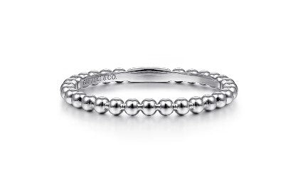 14K White Gold Bujukan Beaded Stackable Ring