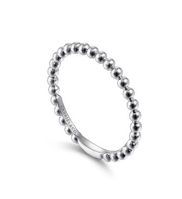 14K White Gold Bujukan Beaded Stackable Ring