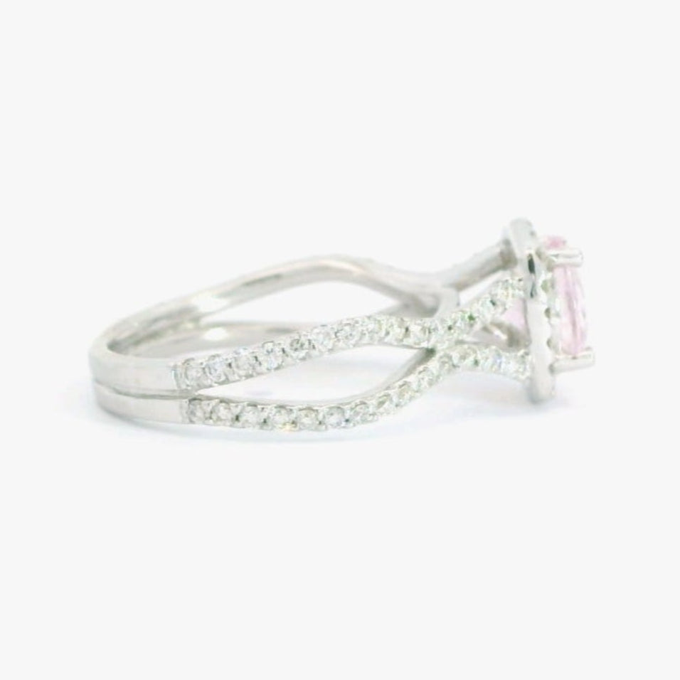 18K White Gold Pink Morganite & Diamond Ring