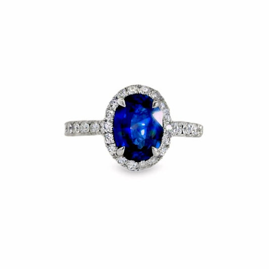 18K White Gold Sapphire & Diamond Ring