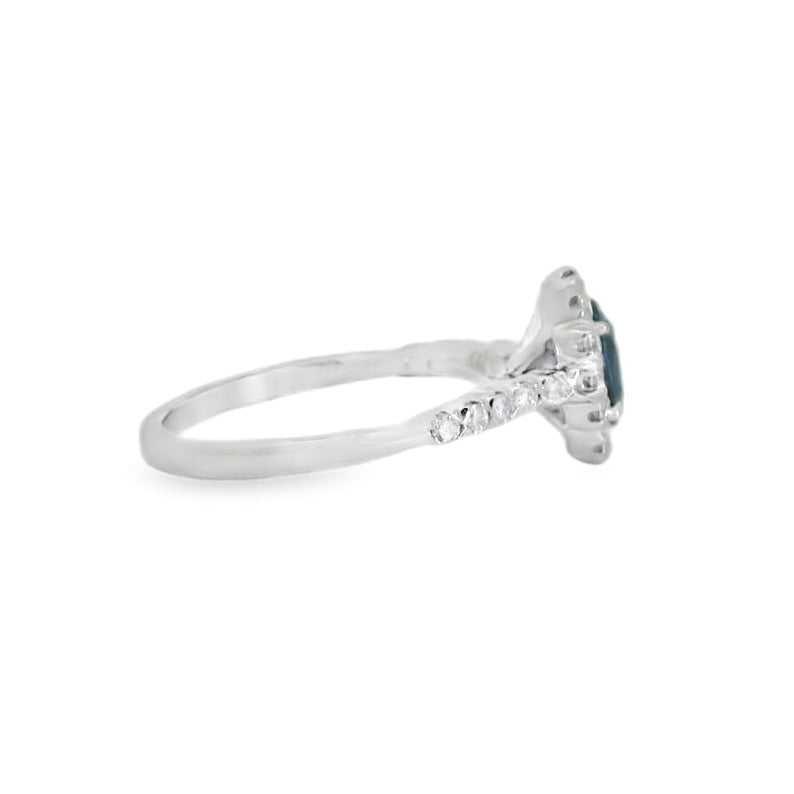 18K White Gold Sapphire & Diamond Ring