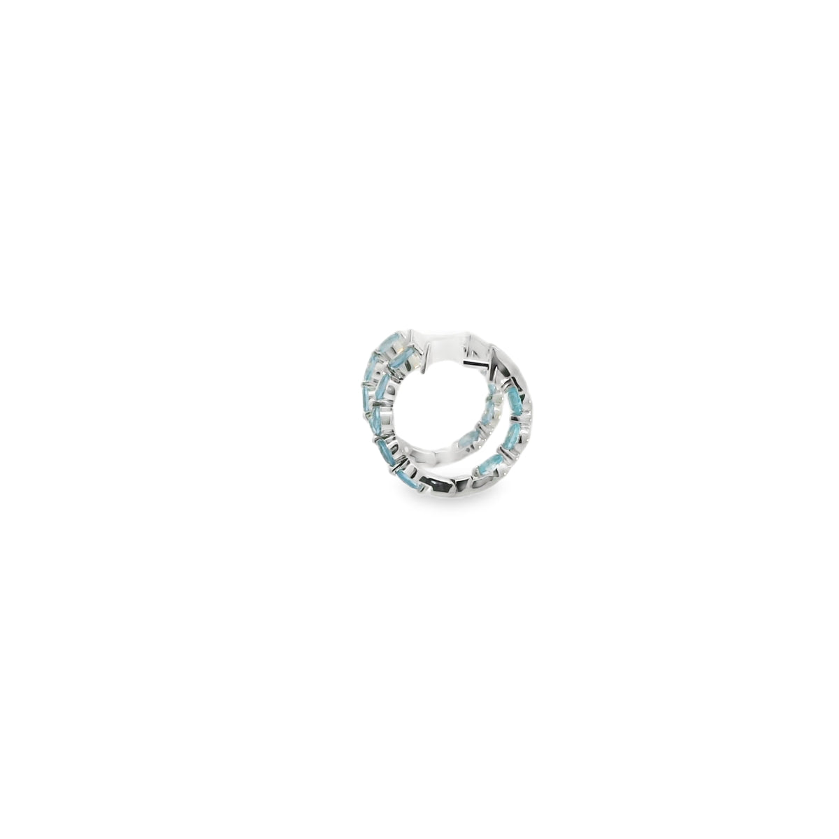 14K White Gold Aquamarine Inside/Out Hoop Earrings