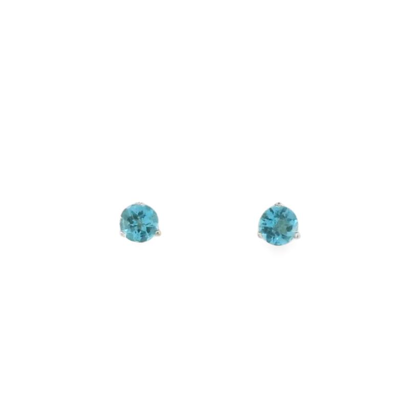 14K White Gold Swiss Blue Topaz Stud Earrings