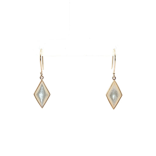 14K Yellow Gold Mother of Pearl Dangle Earrings