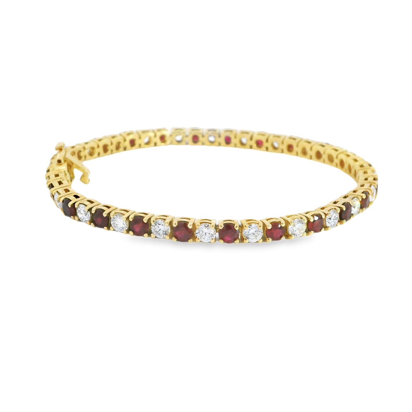 18K Yellow Gold Natural Ruby and Diamond Bracelet