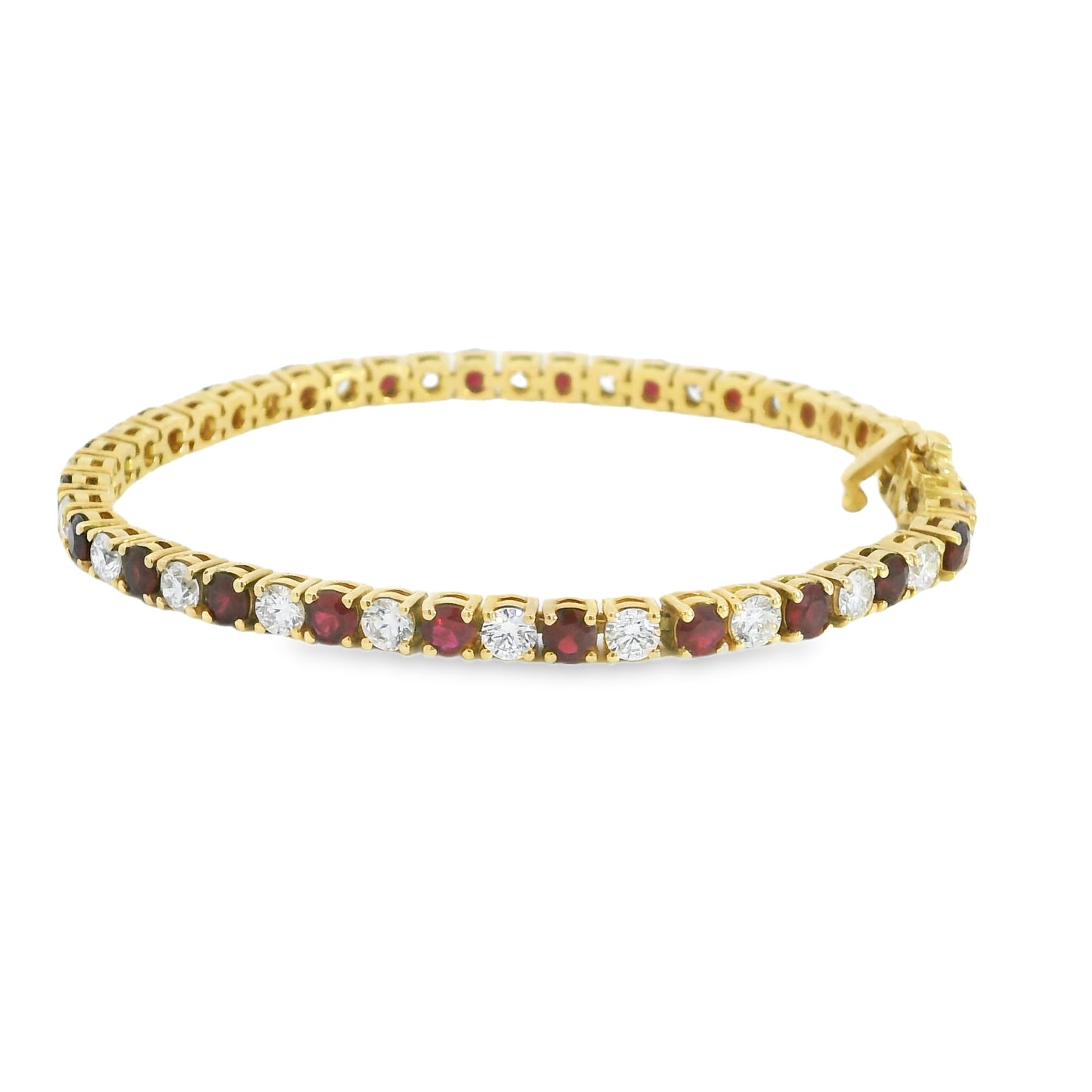 18K Yellow Gold Natural Ruby and Diamond Bracelet