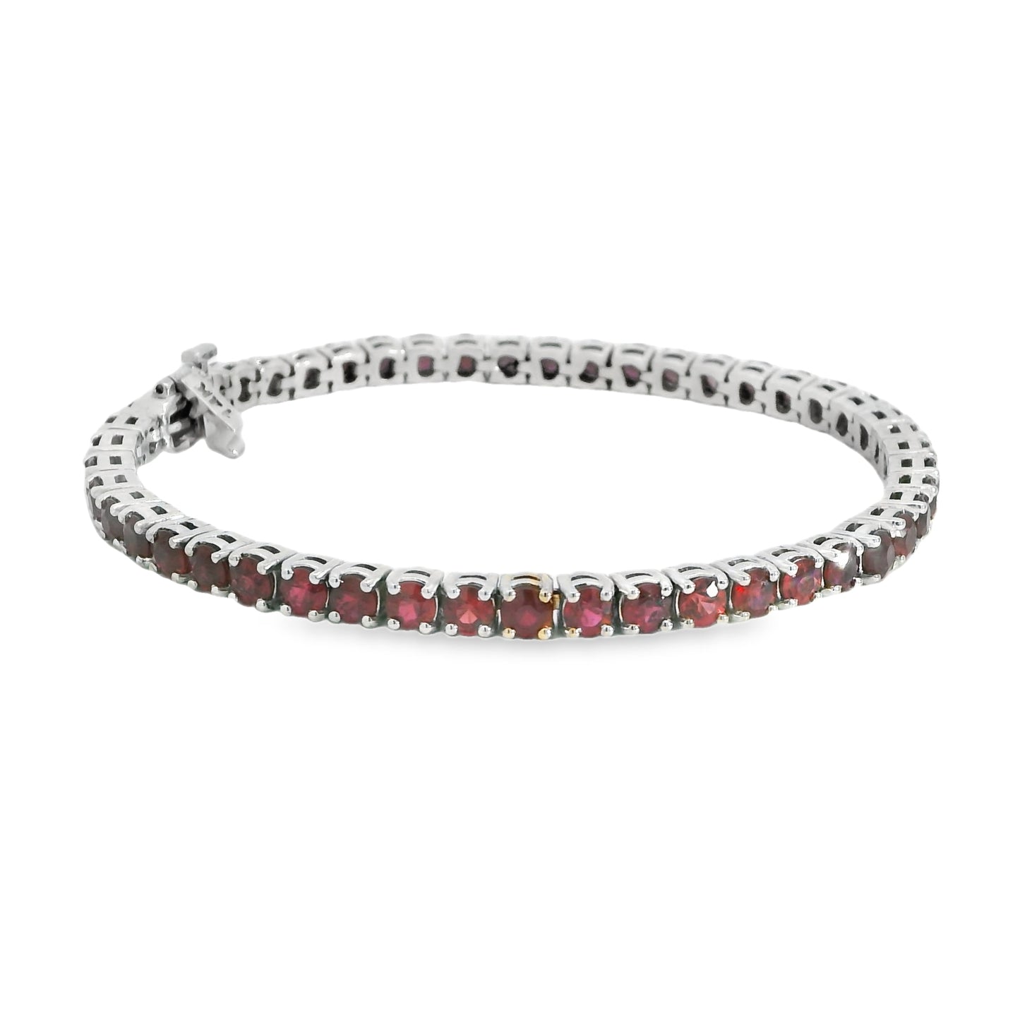 14K White Gold Natural Ruby Bracelet