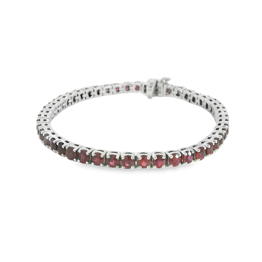 14K White Gold Natural Ruby Bracelet