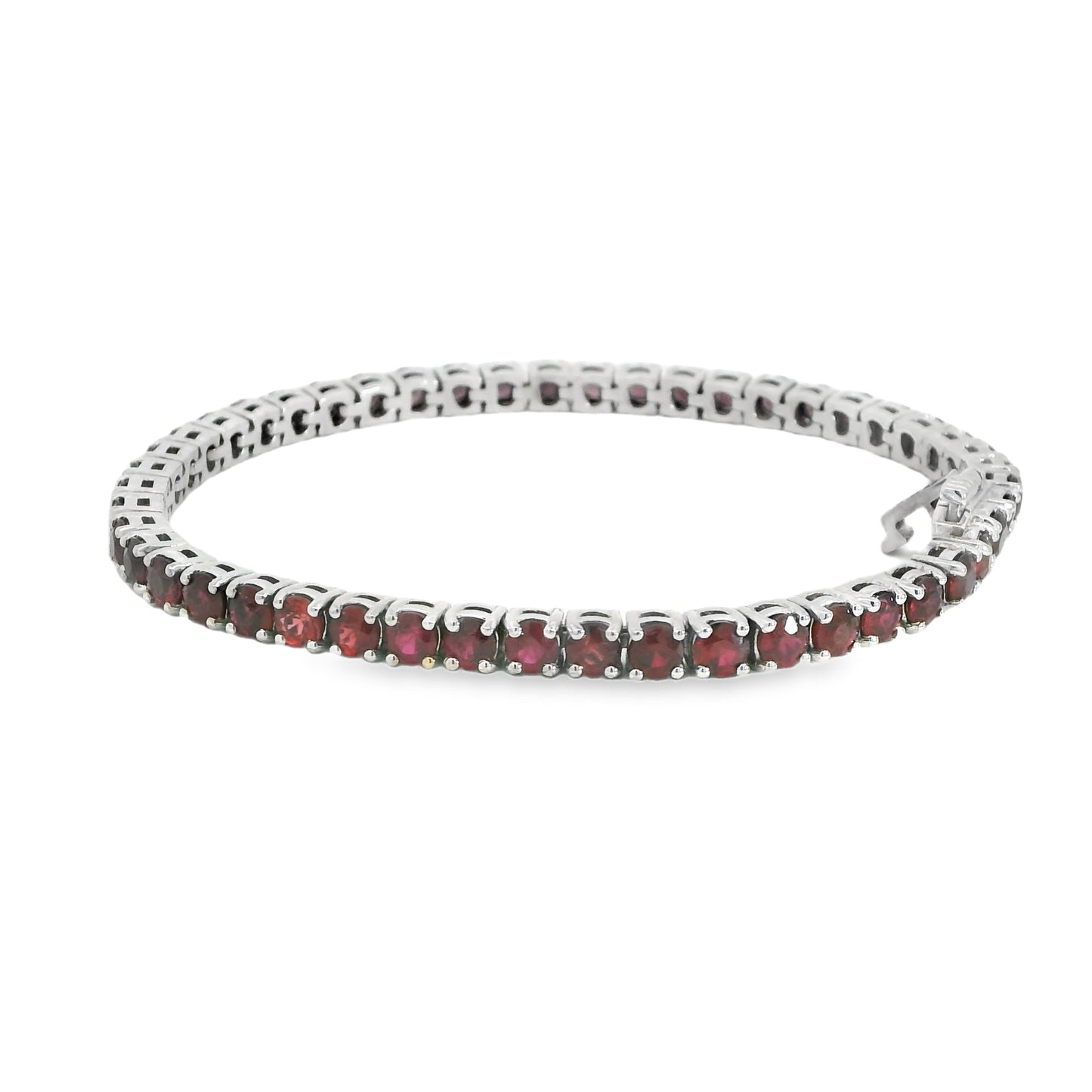 14K White Gold Natural Ruby Bracelet