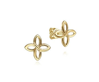 14K Yellow Gold Quatrefoil Stud Earrings