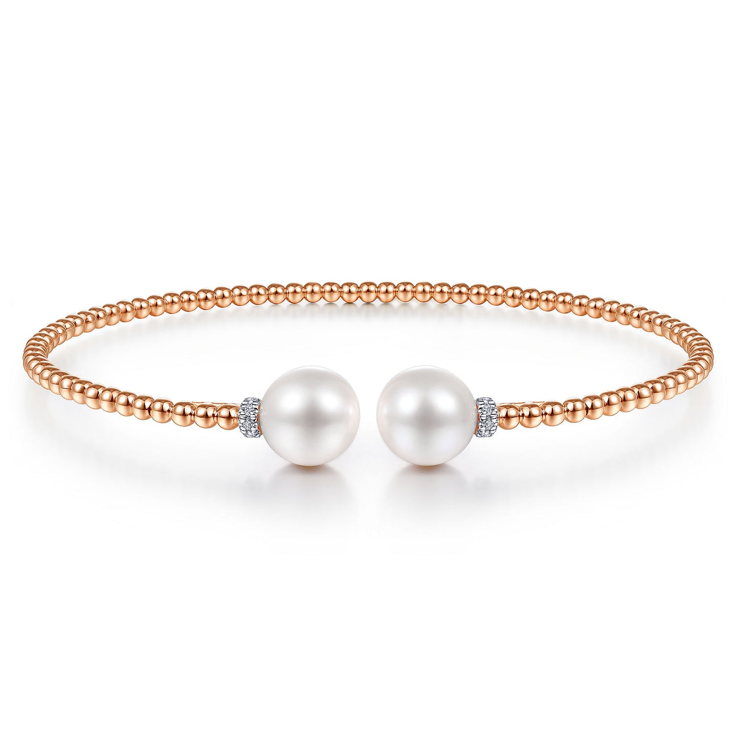 14K Gold Bujukan Diamond and Pearl Split Bangle