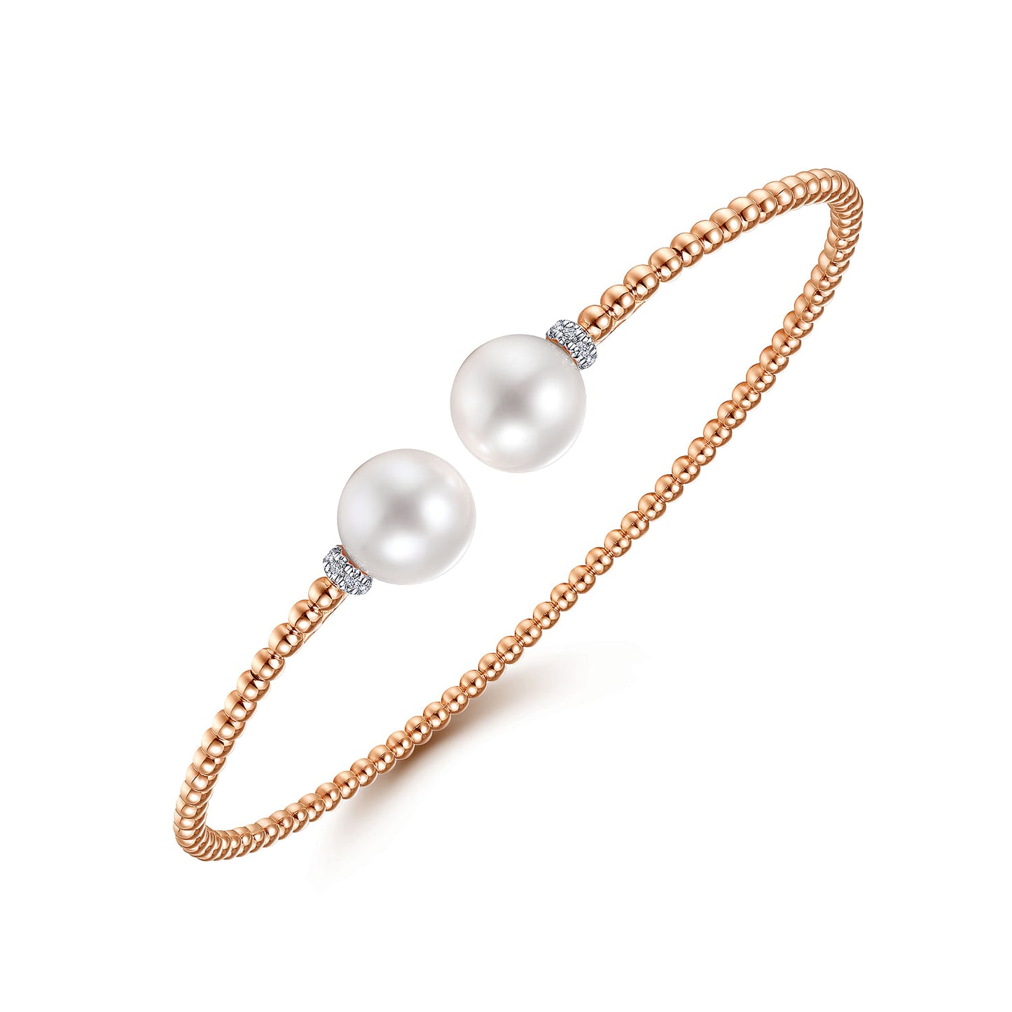 14K Gold Bujukan Diamond and Pearl Split Bangle