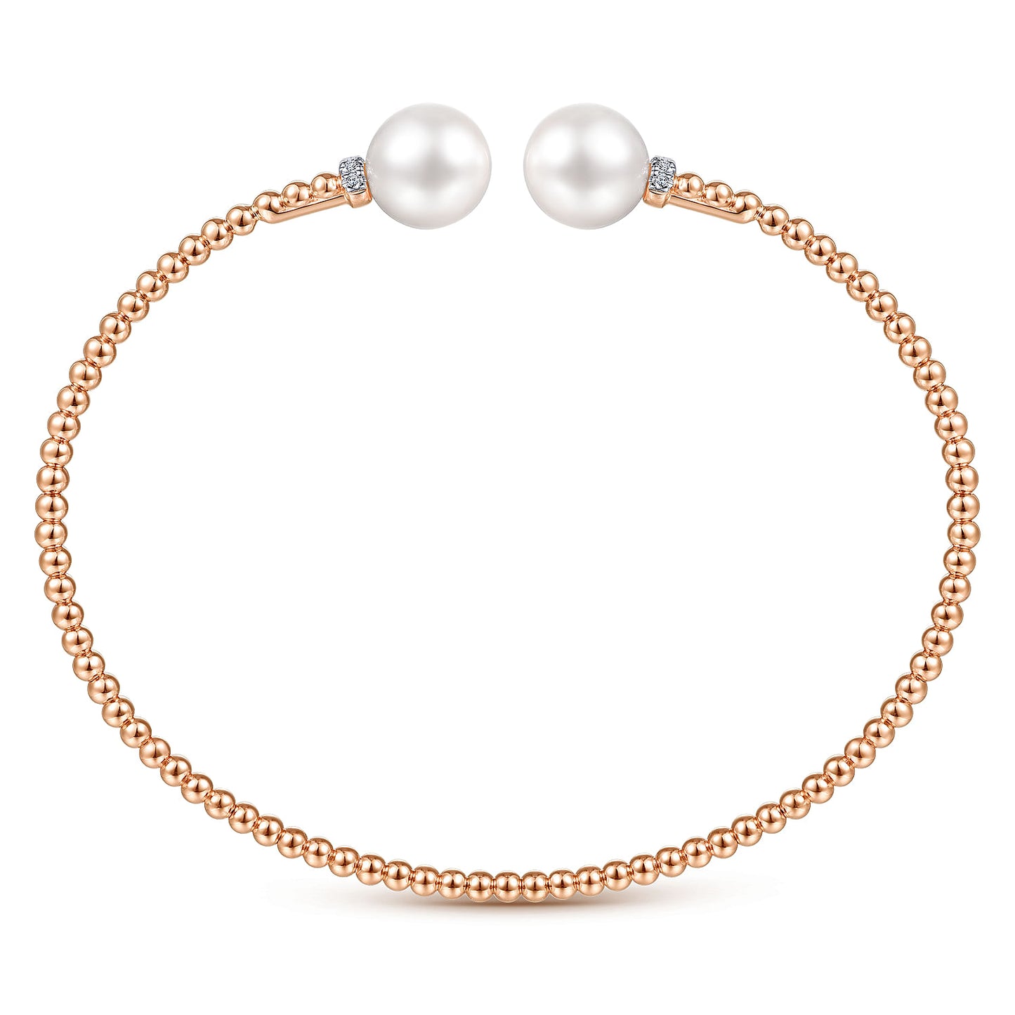 14K Gold Bujukan Diamond and Pearl Split Bangle