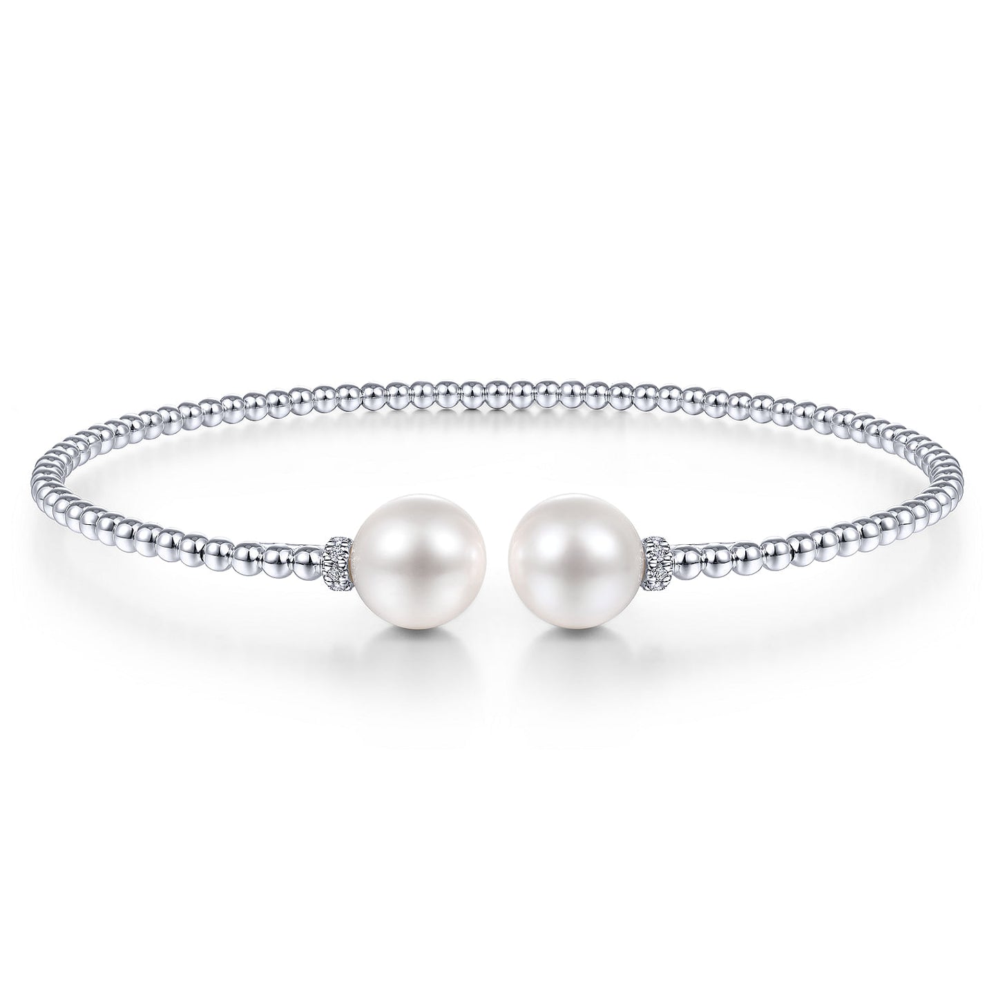 14K Gold Bujukan Diamond and Pearl Split Bangle