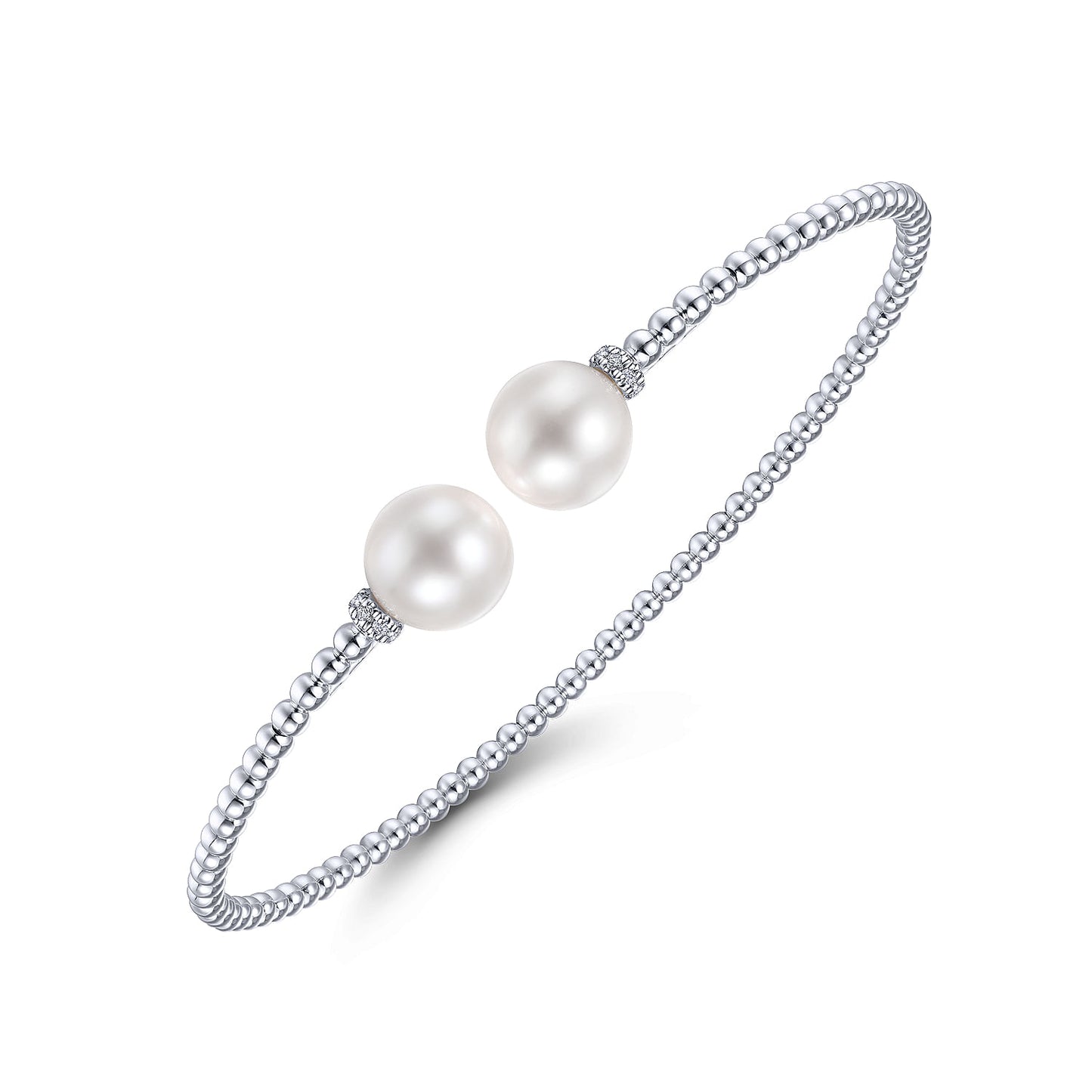 14K Gold Bujukan Diamond and Pearl Split Bangle